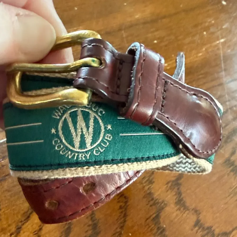 Vintage Country Club Leather and Canvas Belt Size 30